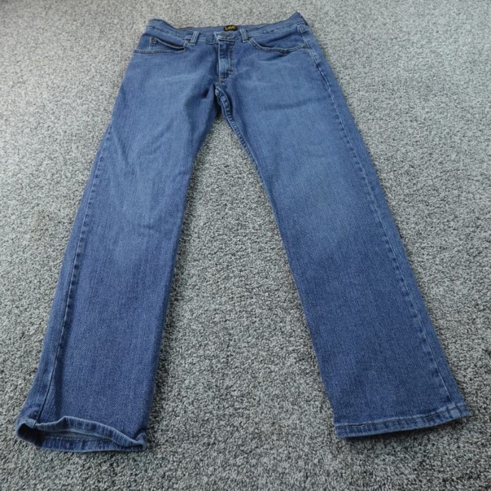 Lee Jeans Mens 32X30 Dark Blue Denim Pants Regular Fit Straight Leg Stretch Flex